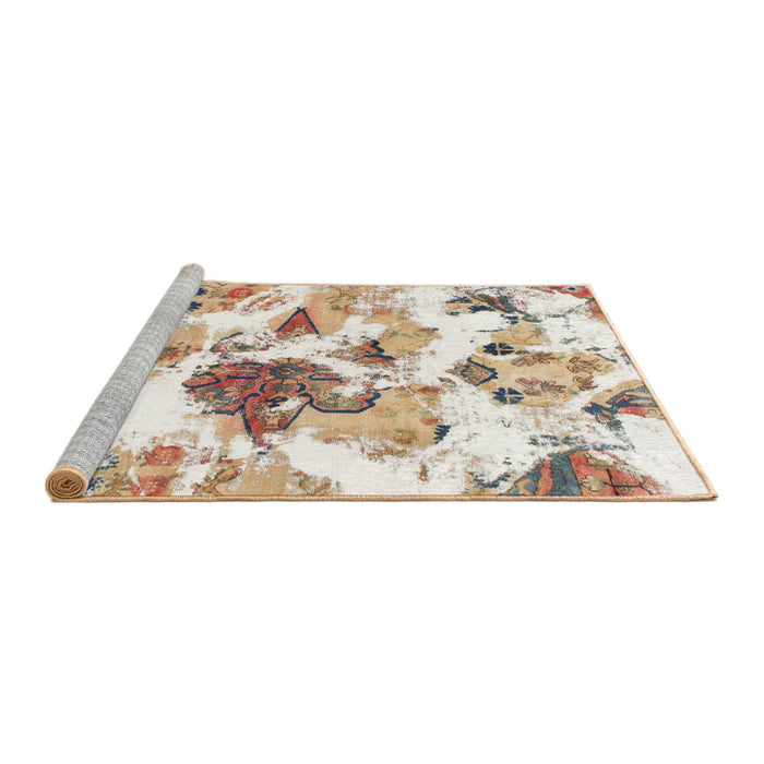 Sideview of Machine Washable Abstract Gold Rug, wshabs1061