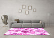 Machine Washable Abstract Pink Modern Rug in a Living Room, wshabs1061pnk