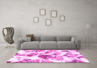 Machine Washable Abstract Pink Modern Rug, wshabs1061pnk