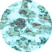 Round Abstract Light Blue Modern Rug, abs1061lblu