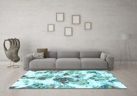 Machine Washable Abstract Light Blue Modern Rug, wshabs1061lblu