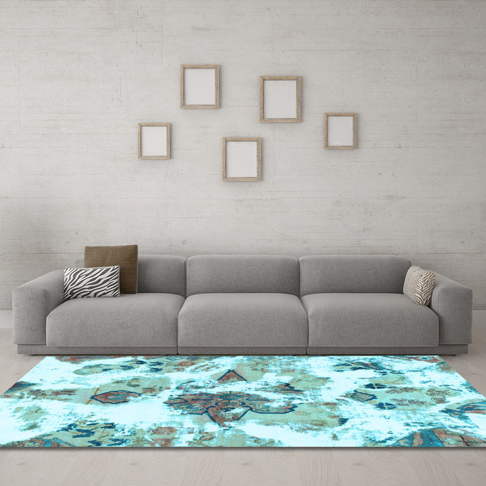 Machine Washable Abstract Light Blue Modern Rug in a Living Room, wshabs1061lblu