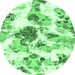 Round Machine Washable Abstract Emerald Green Modern Area Rugs, wshabs1061emgrn