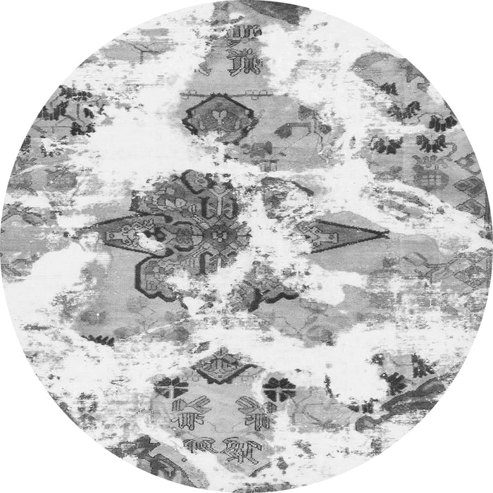Round Machine Washable Abstract Gray Modern Rug, wshabs1061gry