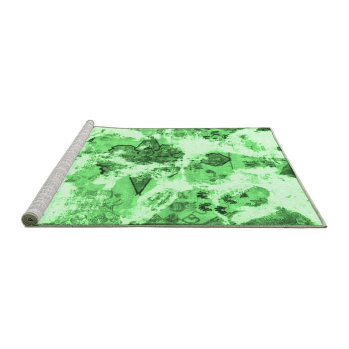 Sideview of Machine Washable Abstract Emerald Green Modern Area Rugs, wshabs1061emgrn