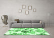 Machine Washable Abstract Emerald Green Modern Area Rugs in a Living Room,, wshabs1061emgrn