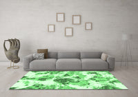 Machine Washable Abstract Emerald Green Modern Rug, wshabs1061emgrn