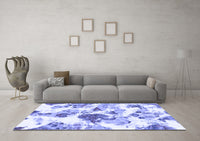 Machine Washable Abstract Blue Modern Rug, wshabs1061blu