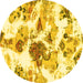 Round Machine Washable Abstract Yellow Modern Rug, wshabs1061yw