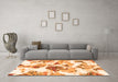 Machine Washable Abstract Orange Modern Area Rugs in a Living Room, wshabs1061org