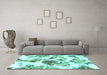 Machine Washable Abstract Turquoise Modern Area Rugs in a Living Room,, wshabs1061turq