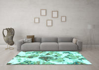 Machine Washable Abstract Turquoise Modern Rug, wshabs1061turq