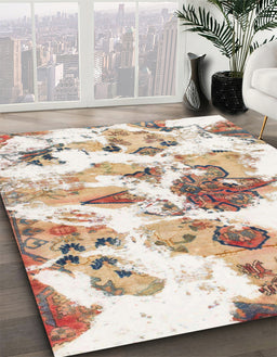 Abstract Gold Modern Rug in Family Room, abs1061