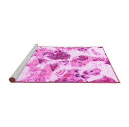 Sideview of Machine Washable Abstract Pink Modern Rug, wshabs1061pnk
