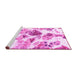 Sideview of Machine Washable Abstract Pink Modern Rug, wshabs1061pnk