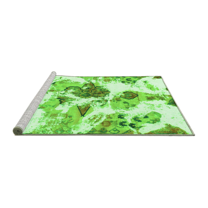 Sideview of Machine Washable Abstract Green Modern Area Rugs, wshabs1061grn