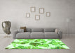 Machine Washable Abstract Green Modern Area Rugs in a Living Room,, wshabs1061grn