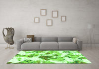 Machine Washable Abstract Green Modern Rug, wshabs1061grn