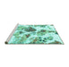 Sideview of Machine Washable Abstract Turquoise Modern Area Rugs, wshabs1061turq