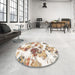 Abstract Gold Modern Rug in a Kitchen, abs1061