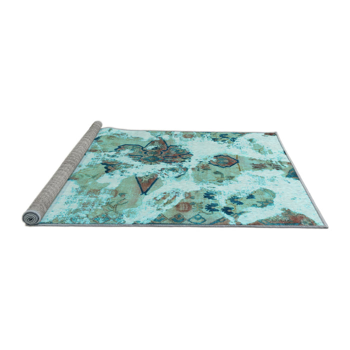 Sideview of Machine Washable Abstract Light Blue Modern Rug, wshabs1061lblu