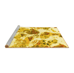 Sideview of Machine Washable Abstract Yellow Modern Rug, wshabs1061yw