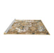 Sideview of Machine Washable Abstract Deep Peach Orange Rug, wshabs1062