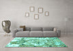 Machine Washable Abstract Turquoise Modern Area Rugs in a Living Room,, wshabs1062turq