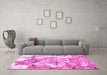 Machine Washable Abstract Pink Modern Rug in a Living Room, wshabs1062pnk