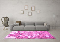 Machine Washable Abstract Pink Modern Rug, wshabs1062pnk