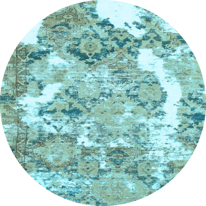 Round Machine Washable Abstract Light Blue Modern Rug, wshabs1062lblu