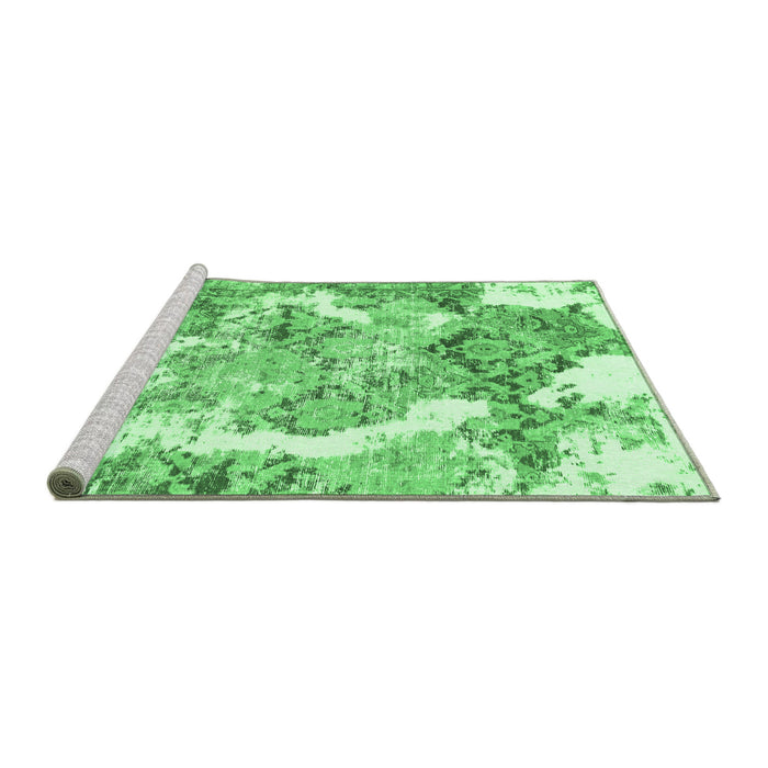Sideview of Machine Washable Abstract Emerald Green Modern Area Rugs, wshabs1062emgrn