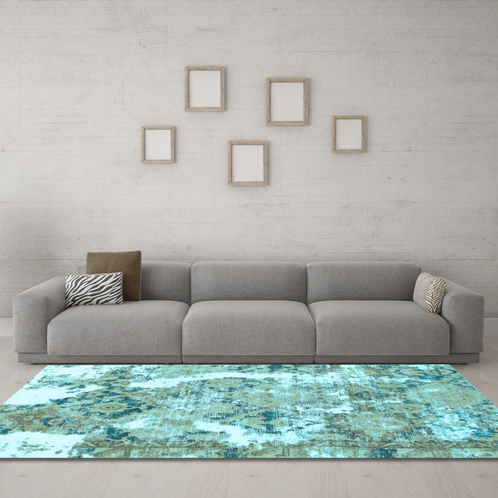 Machine Washable Abstract Light Blue Modern Rug in a Living Room, wshabs1062lblu