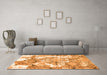 Machine Washable Abstract Orange Modern Area Rugs in a Living Room, wshabs1062org