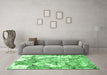 Machine Washable Abstract Emerald Green Modern Area Rugs in a Living Room,, wshabs1062emgrn