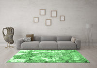 Machine Washable Abstract Emerald Green Modern Rug, wshabs1062emgrn