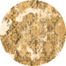 Round Abstract Brown Modern Rug, abs1062brn