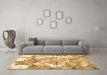 Machine Washable Abstract Brown Modern Rug in a Living Room,, wshabs1062brn