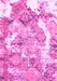Machine Washable Abstract Pink Modern Rug, wshabs1062pnk