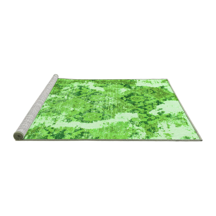 Sideview of Machine Washable Abstract Green Modern Area Rugs, wshabs1062grn