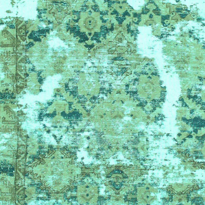 Machine Washable Abstract Turquoise Modern Area Rugs, wshabs1062turq