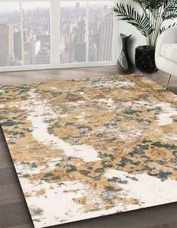 Machine Washable Abstract Deep Peach Orange Rug in a Family Room, wshabs1062