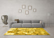 Machine Washable Abstract Yellow Modern Rug in a Living Room, wshabs1062yw