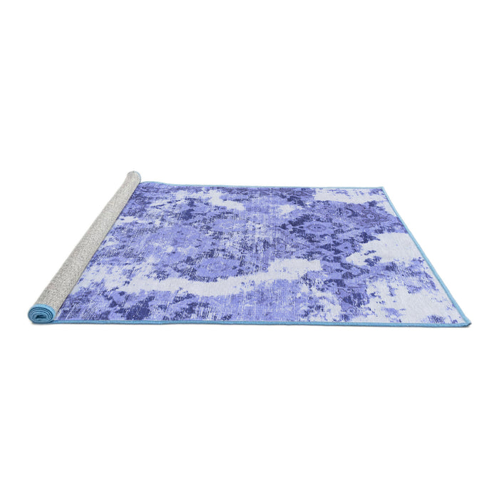 Sideview of Machine Washable Abstract Blue Modern Rug, wshabs1062blu