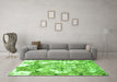 Machine Washable Abstract Green Modern Area Rugs in a Living Room,, wshabs1062grn