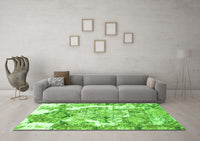 Machine Washable Abstract Green Modern Rug, wshabs1062grn