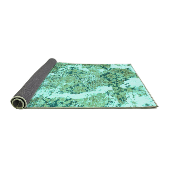 Sideview of Abstract Turquoise Modern Rug, abs1062turq