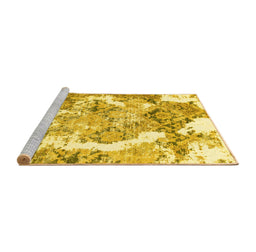 Sideview of Machine Washable Abstract Yellow Modern Rug, wshabs1062yw