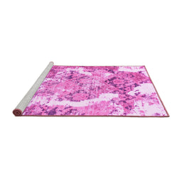 Sideview of Machine Washable Abstract Pink Modern Rug, wshabs1062pnk