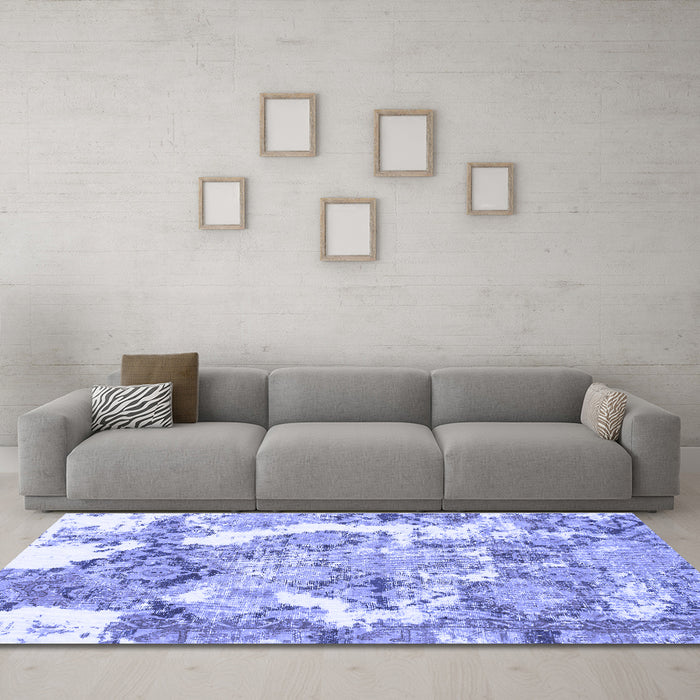 Machine Washable Abstract Blue Modern Rug in a Living Room, wshabs1062blu